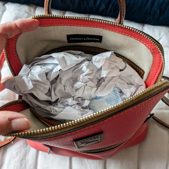 EUC Dooney & Bourke Pebble Grain Leather Backpack, Geranium Pink - Picture 11 of 16